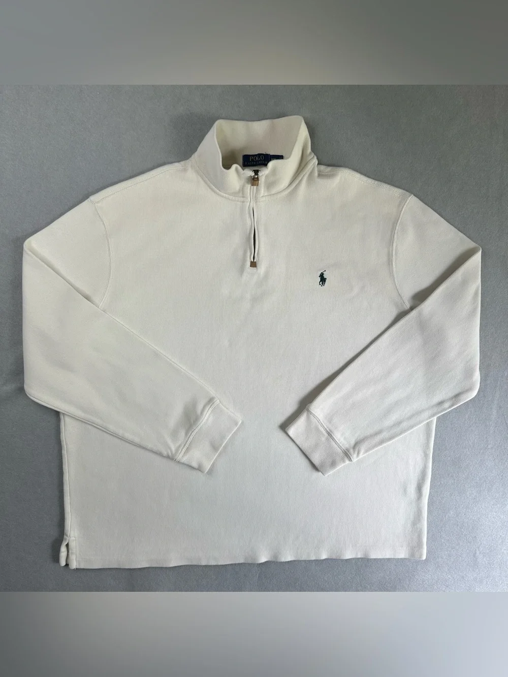 Polo by Ralph Lauren Cream Quarter-Zip Pullover with Navy Pony